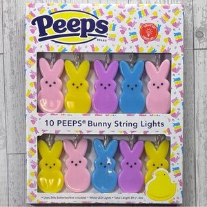 Peeps Bunny String Lights 10‑Count Easter Spring Decor NEW Sealed